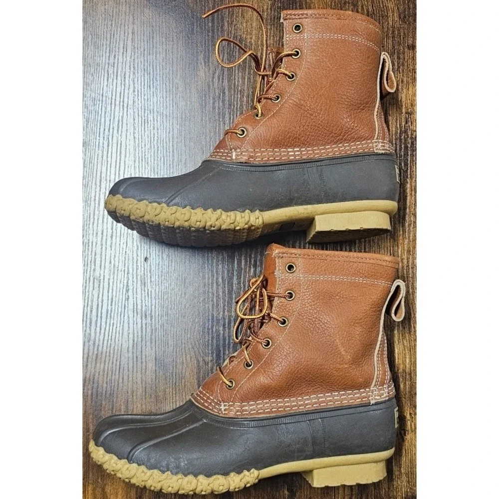 LLBean Women's Lounger L.E Tumbled Leather Shearling Lined Boots Sz 9 M USA